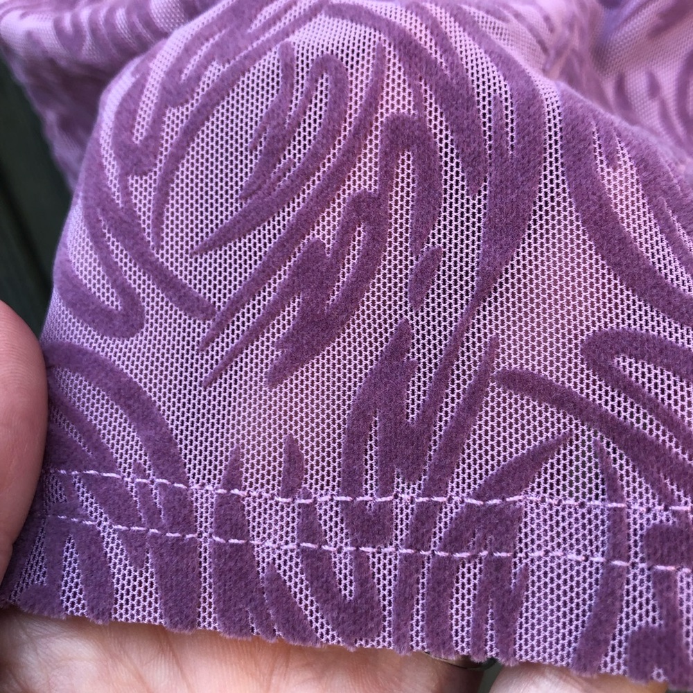 I AM GIA Laurella Mesh Top Velvet Logo Swirl Size S Pink Purple Sheer Babydoll - Picture 4 of 8